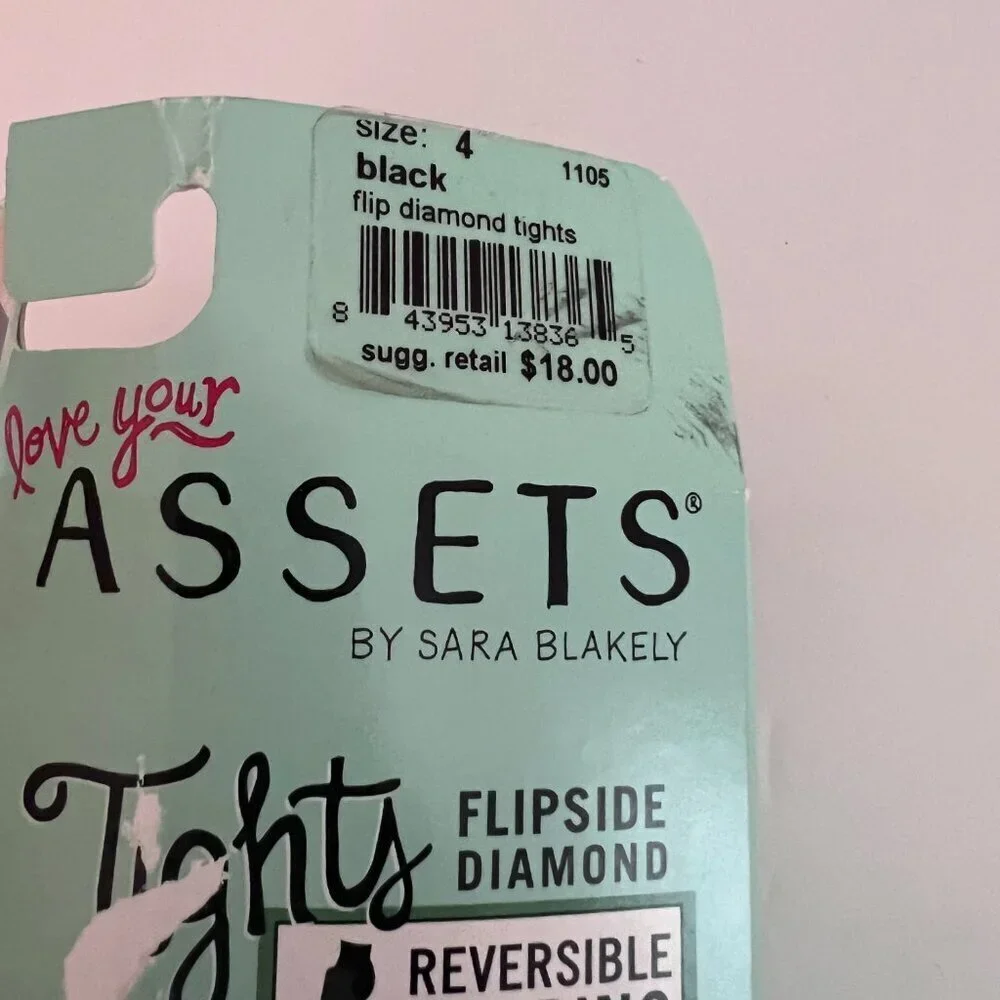 Love Your Assets Spanx Tights Flipside Diamond Reversible Shaping Black Size 4